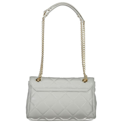 Mario Valentino Gray Faux Leather Women Handbag with Chain Detail