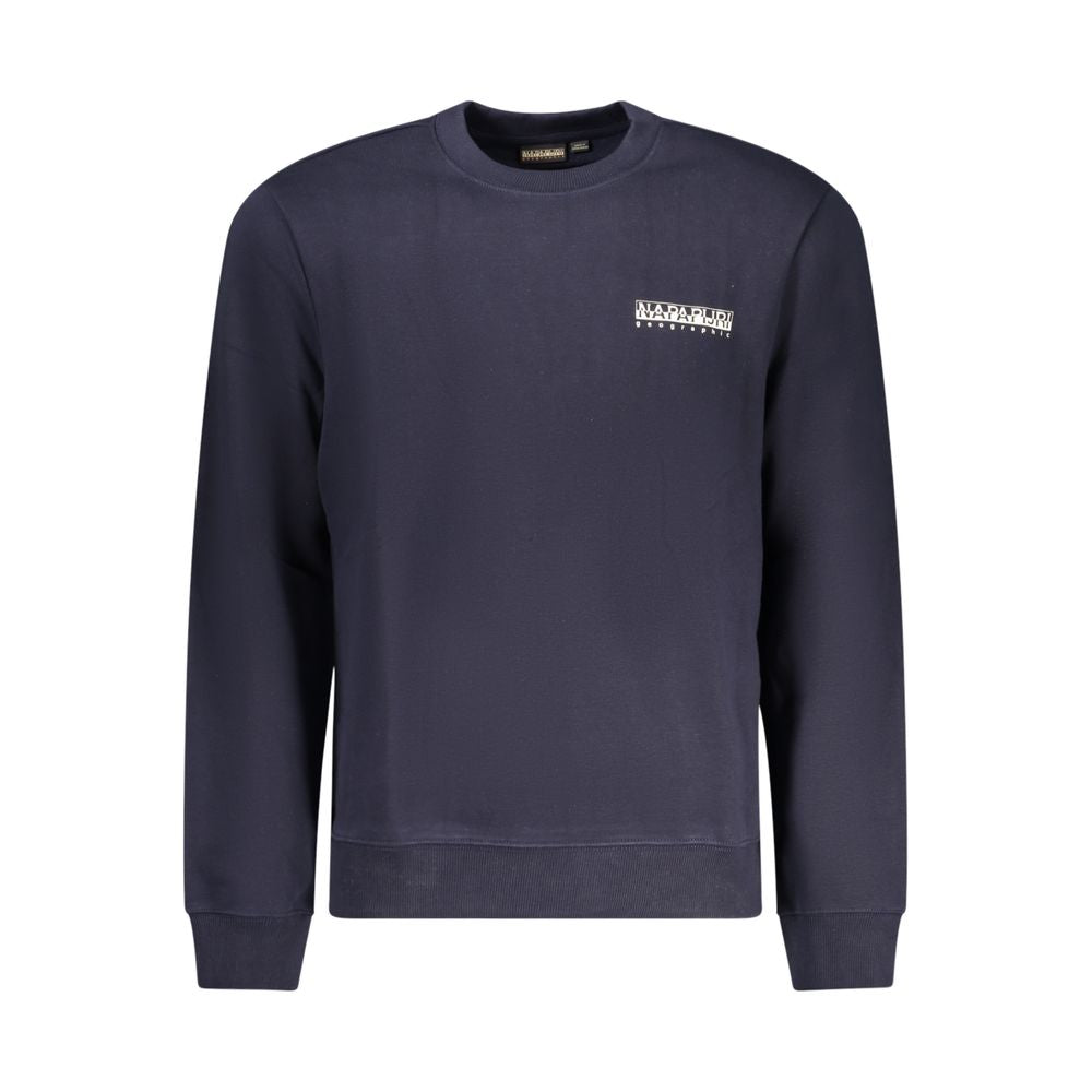 Napapijri Blue Cotton Sweater - Long Sleeve Crew Neck Sweatshirt