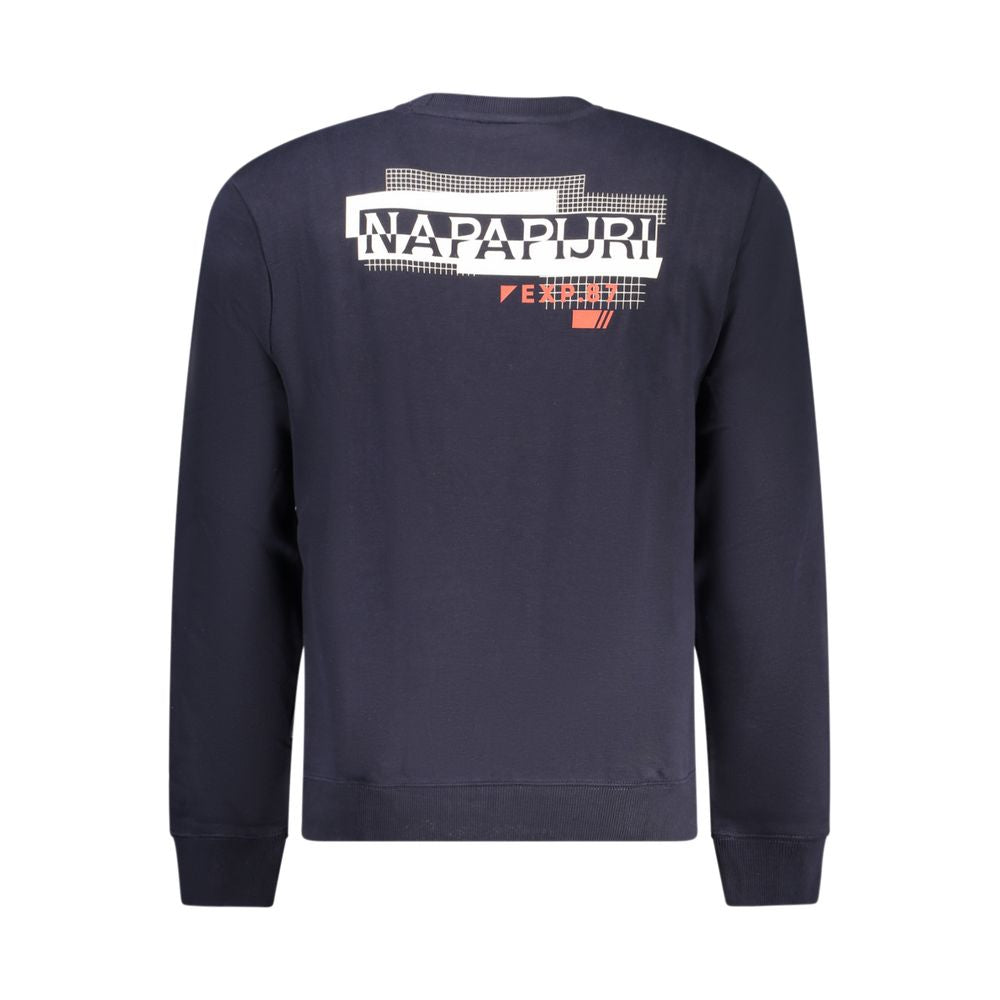 Napapijri Blue Cotton Sweater - Long Sleeve Crew Neck Sweatshirt