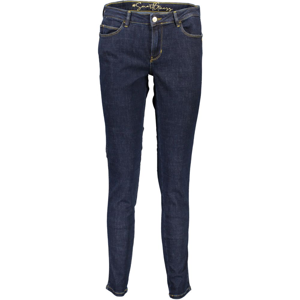 Guess Jeans Blue Cotton Skinny Mid Rise Jeans