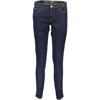 Guess Jeans Blue Cotton Skinny Mid Rise Jeans