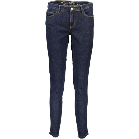 Guess Jeans Blue Cotton Skinny Mid Rise Jeans