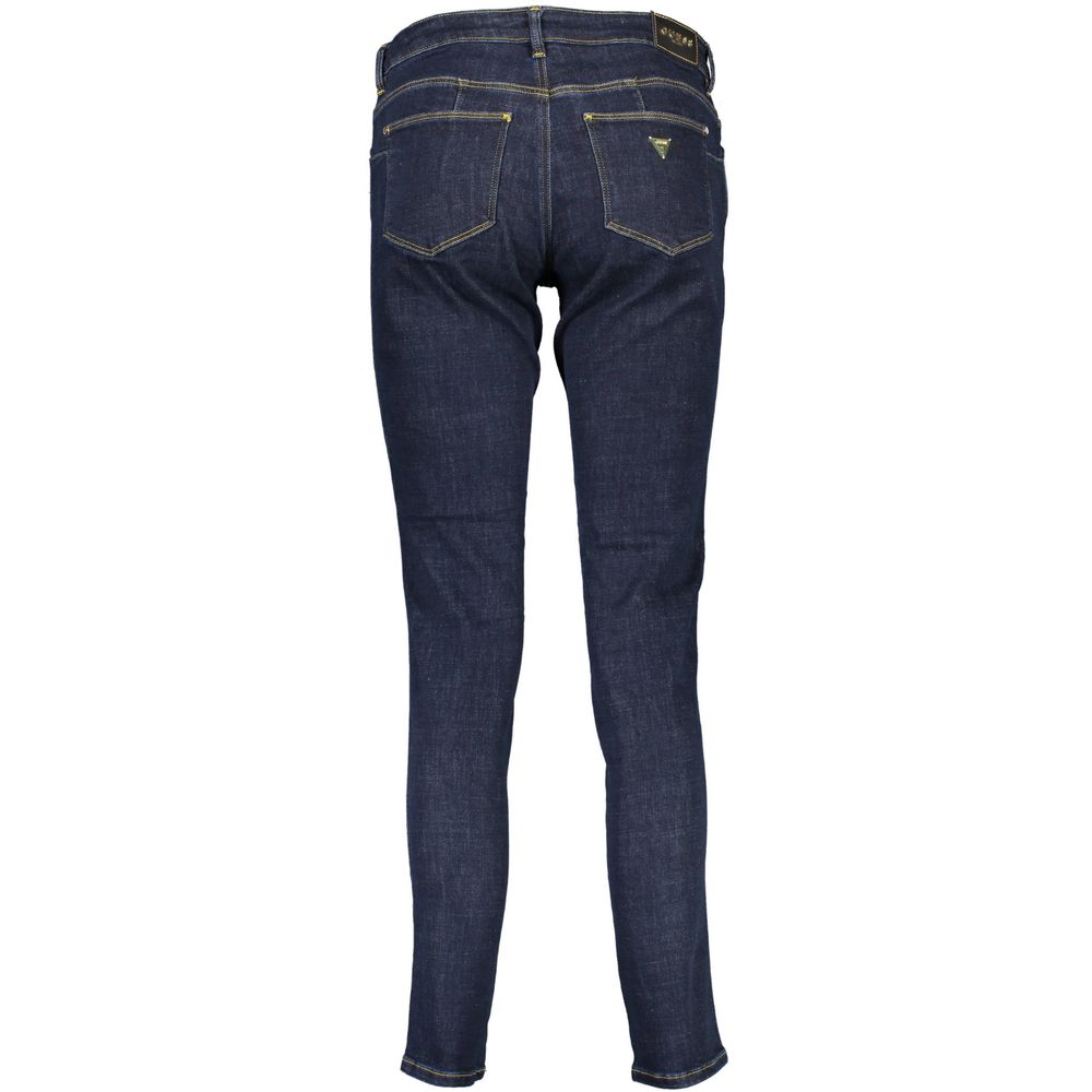 Guess Jeans Blue Cotton Skinny Mid Rise Jeans