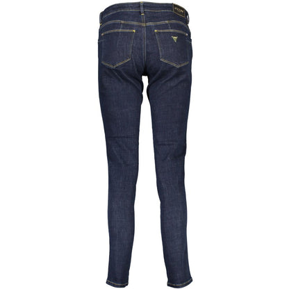 Guess Jeans Blue Cotton Skinny Mid Rise Jeans