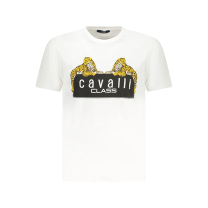 Cavalli Class White Cotton T-Shirt: Bold Streetwear Essential
