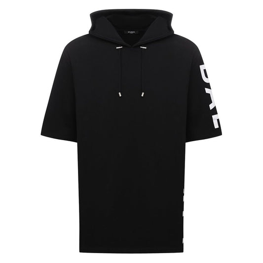 Balmain Black Cotton Half-Sleeve Sweatshirt