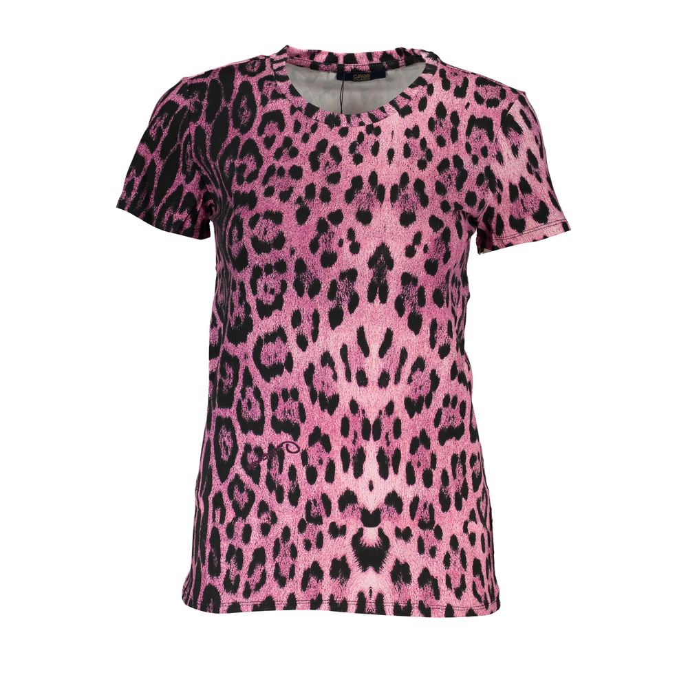 Cavalli Class Pink Leopard Print Women's T-Shirt