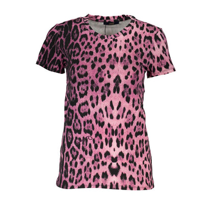 Cavalli Class Pink Leopard Print Women's T-Shirt