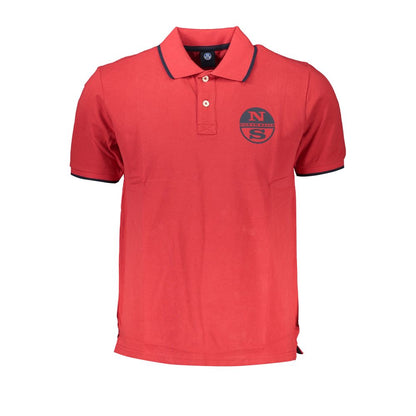 North Sails Red Cotton Polo Shirt - Casual Performance with Nautical Flair