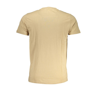 Cavalli Class Beige Cotton T-Shirt: Bold Statement Wear