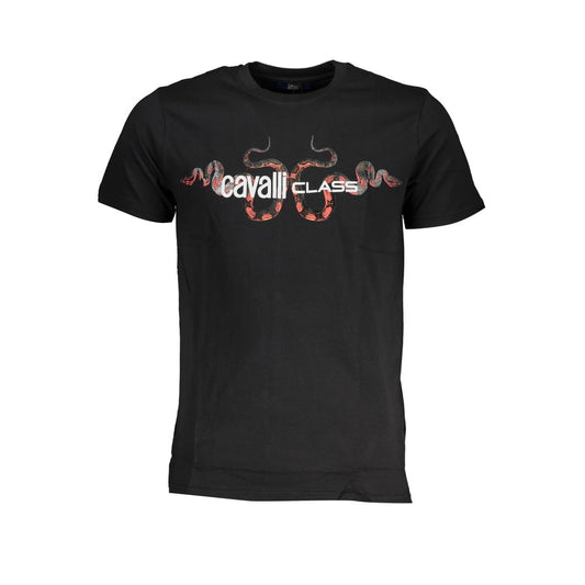 Cavalli Class Black Cotton Signature T-Shirt