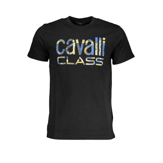 Cavalli Class Black Cotton T-Shirt: Effortless Style Meets Comfort