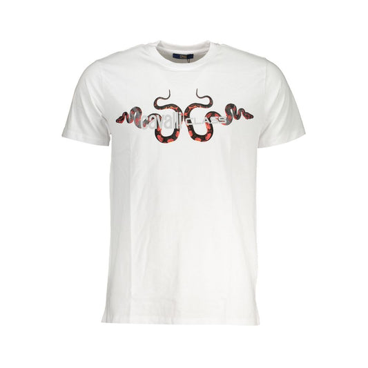 Cavalli Class White Cotton T-Shirt: Bold Style Meets Unmatched Comfort