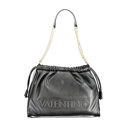 Mario Valentino Black Smooth Leather Handbag with Chain Shoulder Handle