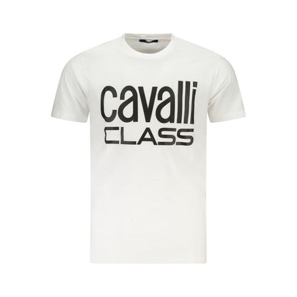 Cavalli Class White Cotton T-Shirt - Bold Statement Piece