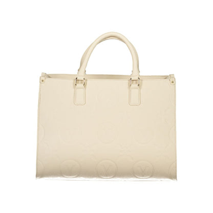 Mario Valentino Beige Leather-Finish Handbag with Elegant Detailing