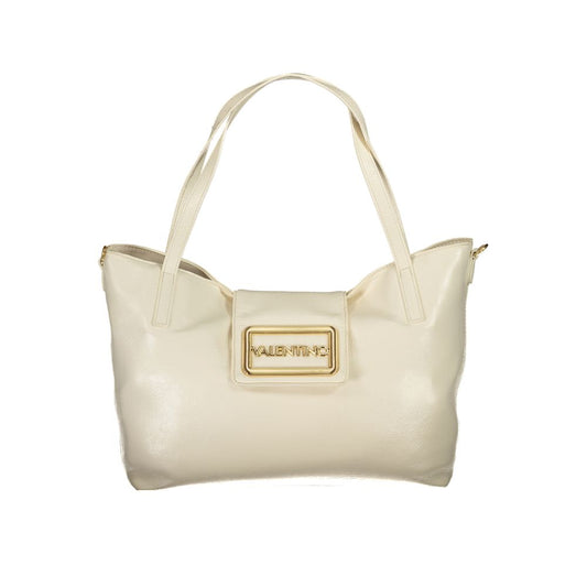 Mario Valentino Beige Leather Handbag with Dual Handles