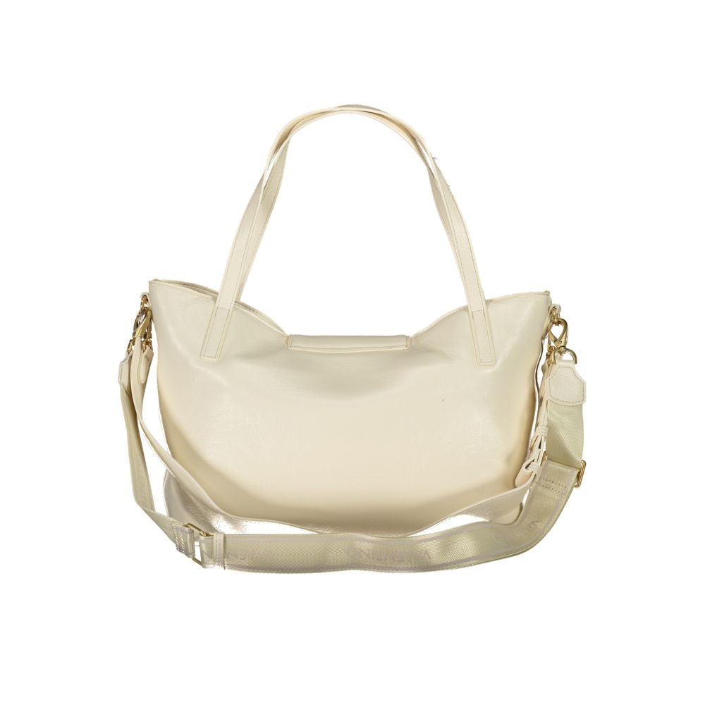 Mario Valentino Beige Leather Handbag with Dual Handles