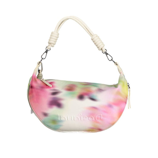 Desigual White Floral Print Handbag – Chic and Versatile