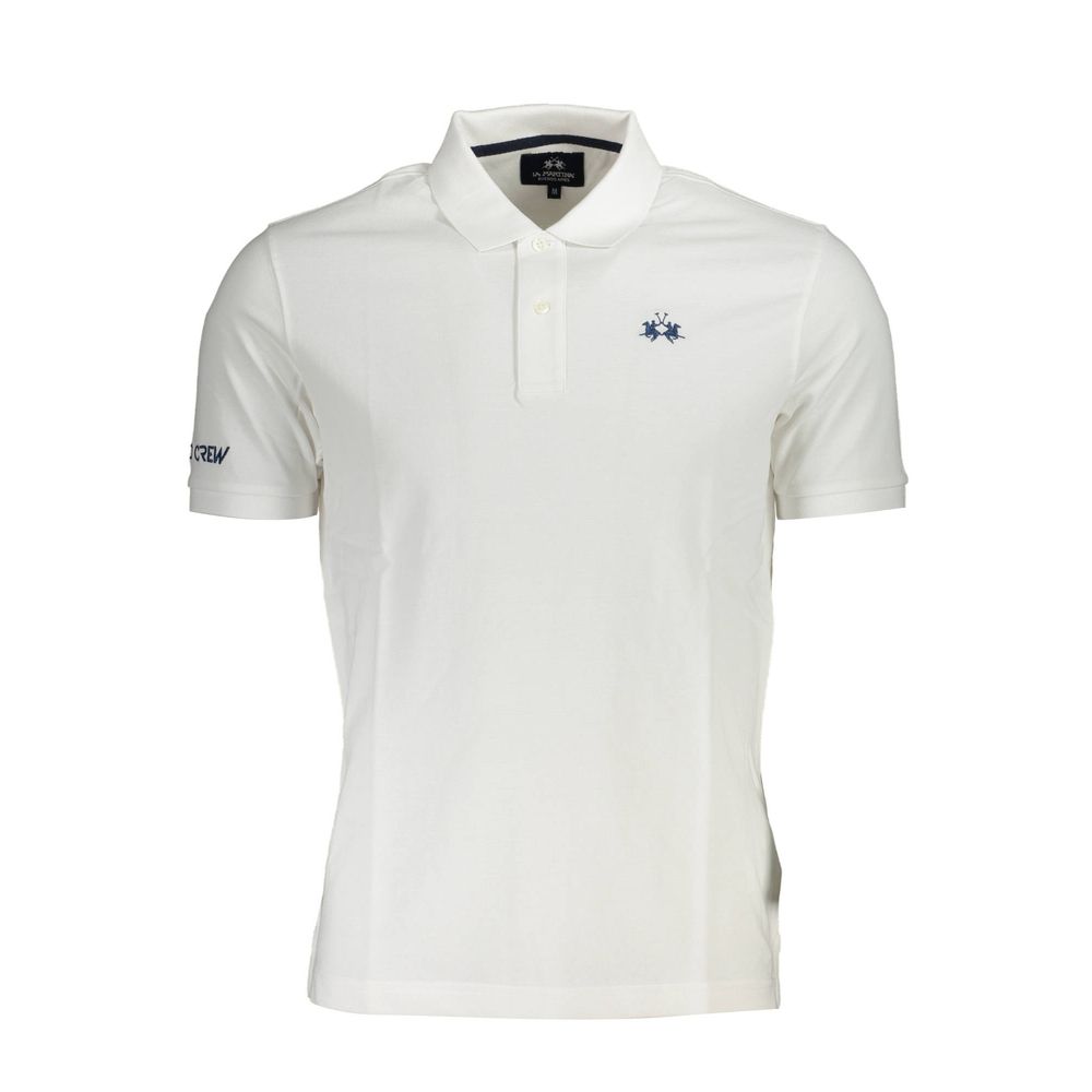 La Martina White Cotton Men Polo Shirt - Elevate Your Style