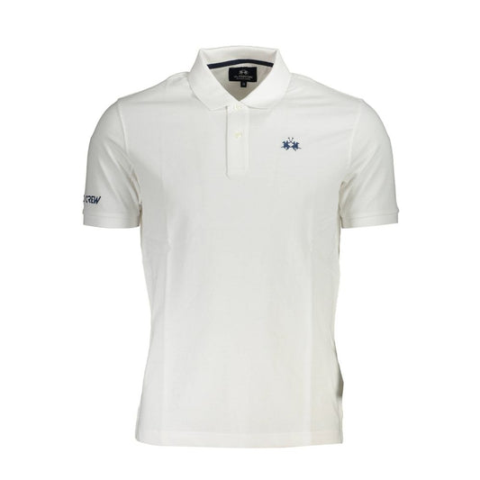 La Martina White Cotton Men Polo Shirt - Elevate Your Style