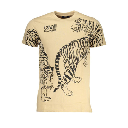 Cavalli Class Beige Cotton T-Shirt - Make a Statement in Comfort and Style