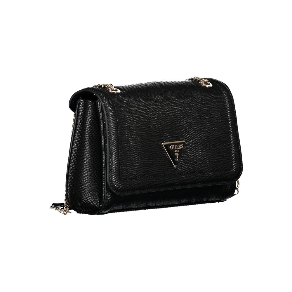 Guess Jeans Black Noelle Handbag – Faux Leather, Chic Multi-Compartment Design
