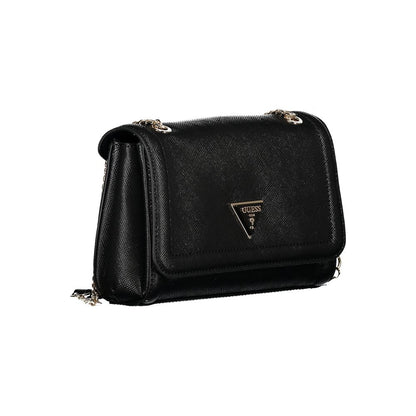Guess Jeans Black Noelle Handbag – Faux Leather, Chic Multi-Compartment Design