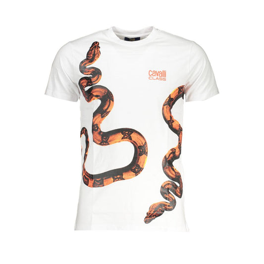 Cavalli Class White Cotton T-Shirt - Stylish Comfort Redefined