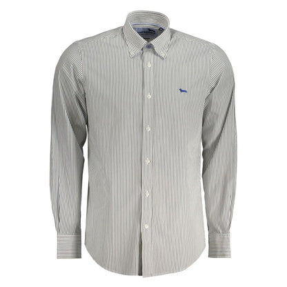Harmont & Blaine White Cotton Shirt - Elegant Striped Long Sleeve