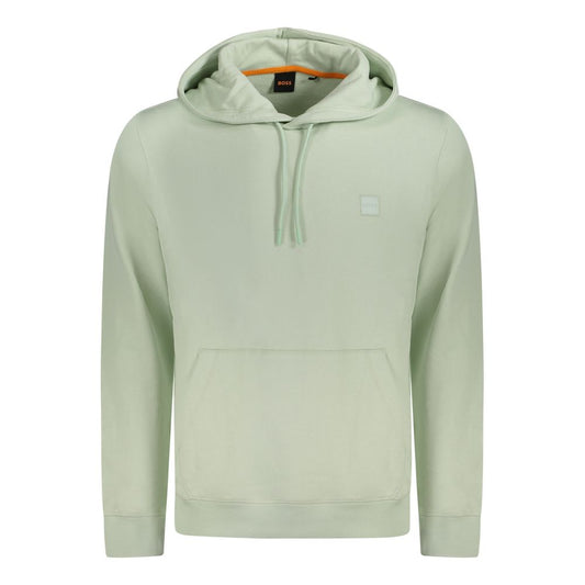 Hugo Boss Green Cotton Sweater - Long-Sleeved Hooded Sweatshirt