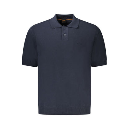 Hugo Boss Blue Cotton Short Sleeved Sweater