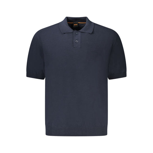 Hugo Boss Blue Cotton Short Sleeved Sweater