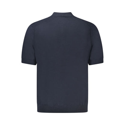Hugo Boss Blue Cotton Short Sleeved Sweater