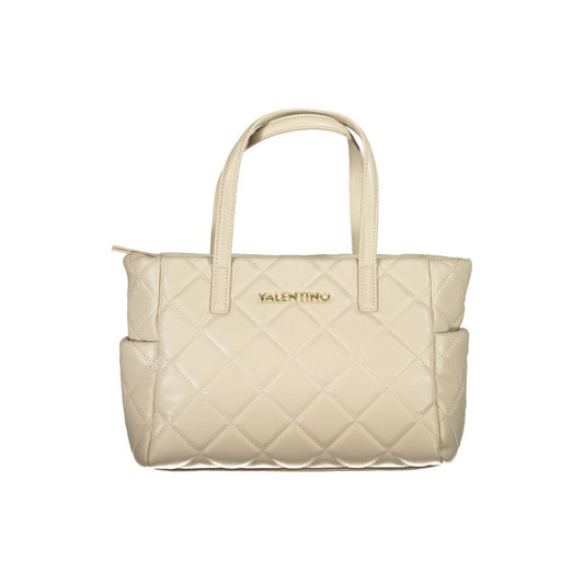 Mario Valentino Beige Leather Effect Handbag with Adjustable Strap