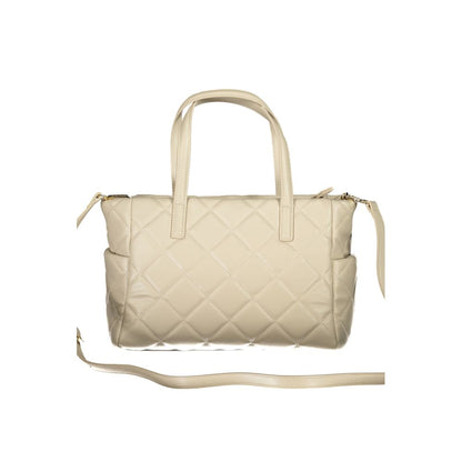 Mario Valentino Beige Leather Effect Handbag with Adjustable Strap