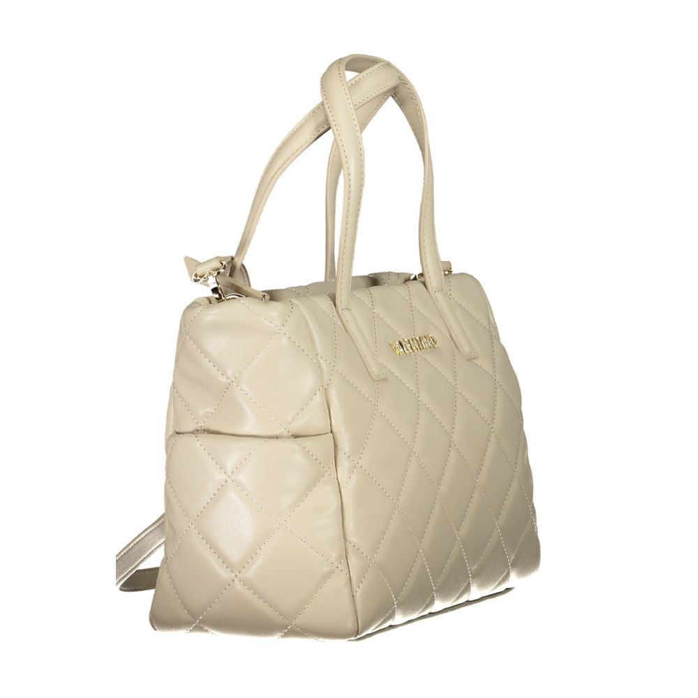 Mario Valentino Beige Leather Effect Handbag with Adjustable Strap
