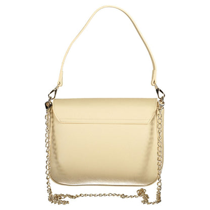 Mario Valentino Beige Faux Leather Handbag with Chain Strap