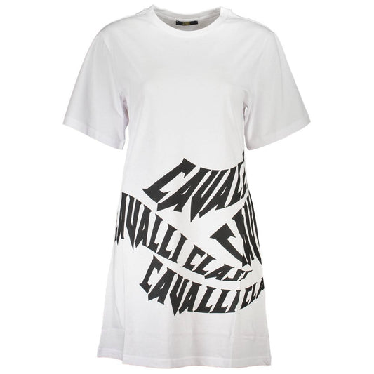 Cavalli Class White Cotton Women's T-Shirt Dress