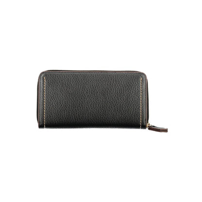 Mario Valentino Black Faux Leather Women Wallet with Zip Closure