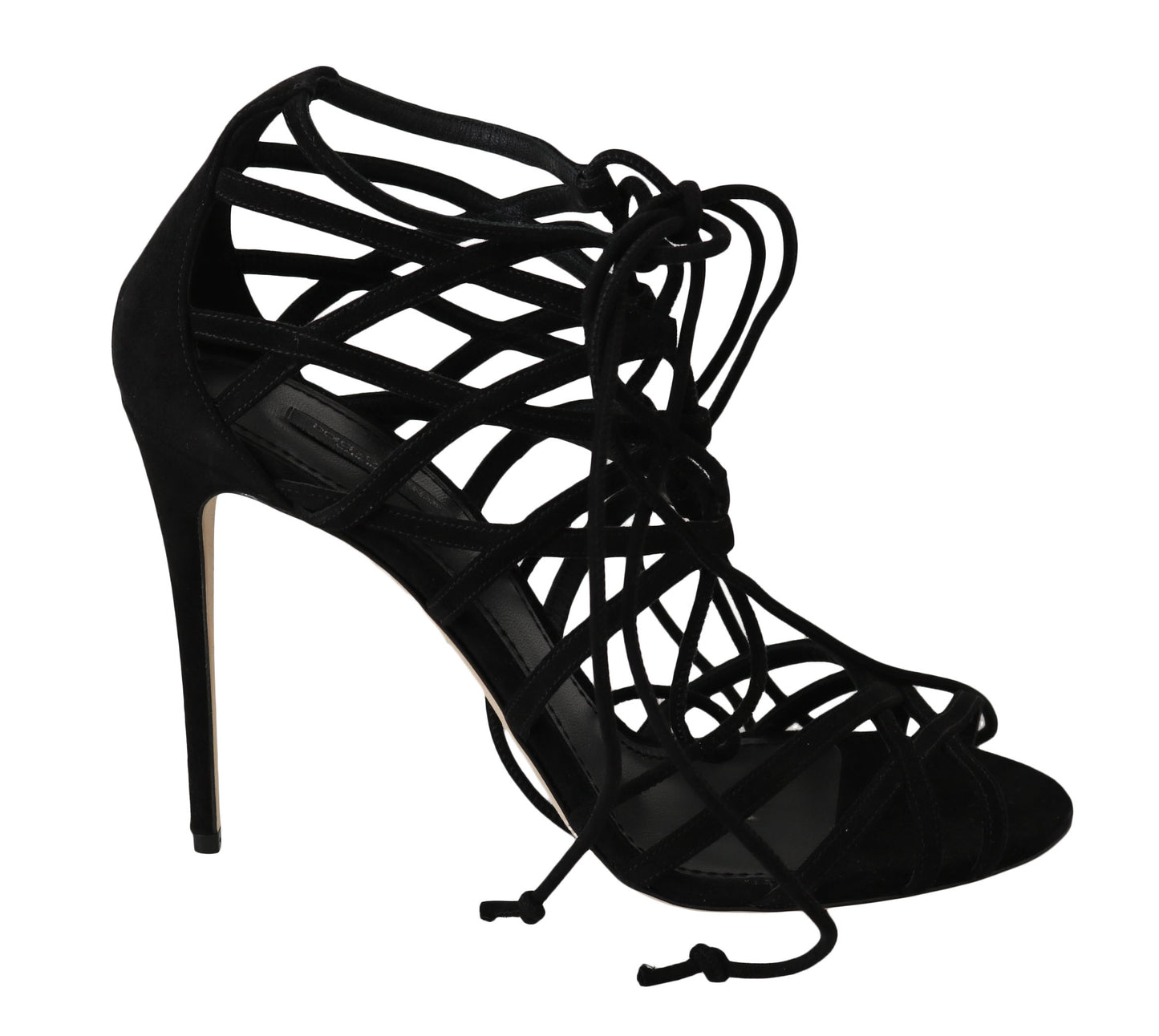  - Elegant Black Suede Gladiator Stilettos