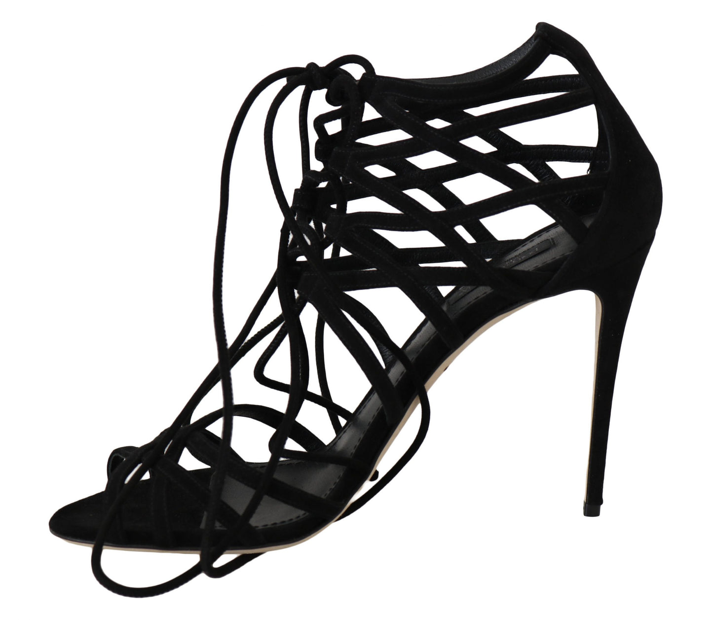  - Elegant Black Suede Gladiator Stilettos