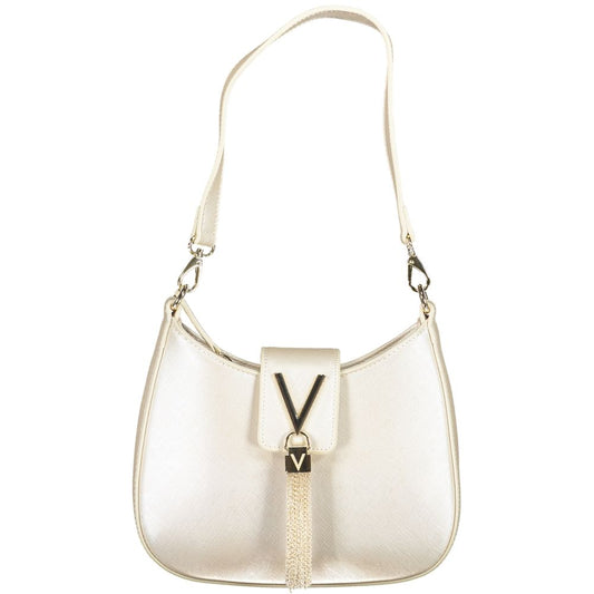 Mario Valentino Silver Leather-Finish Handbag with Chain Strap