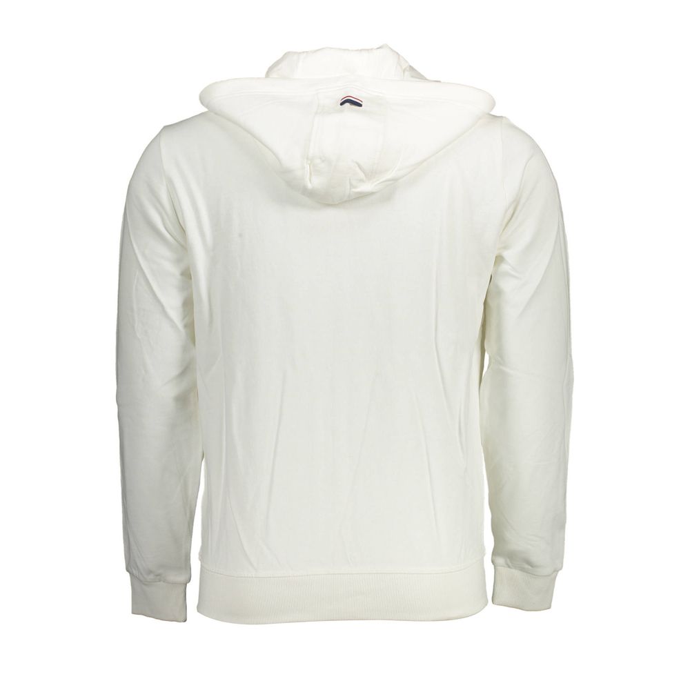 U.S. POLO ASSN. White Cotton Zip-Up Hooded Sweatshirt for Men