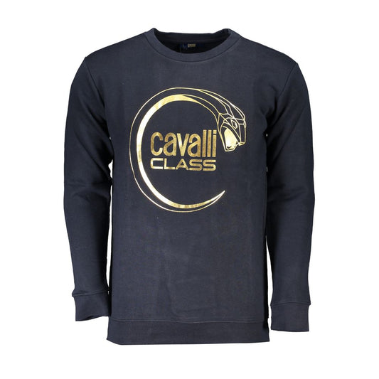 Cavalli Class Blue Cotton Sweater - Bold Comfort Meets Italian Flair