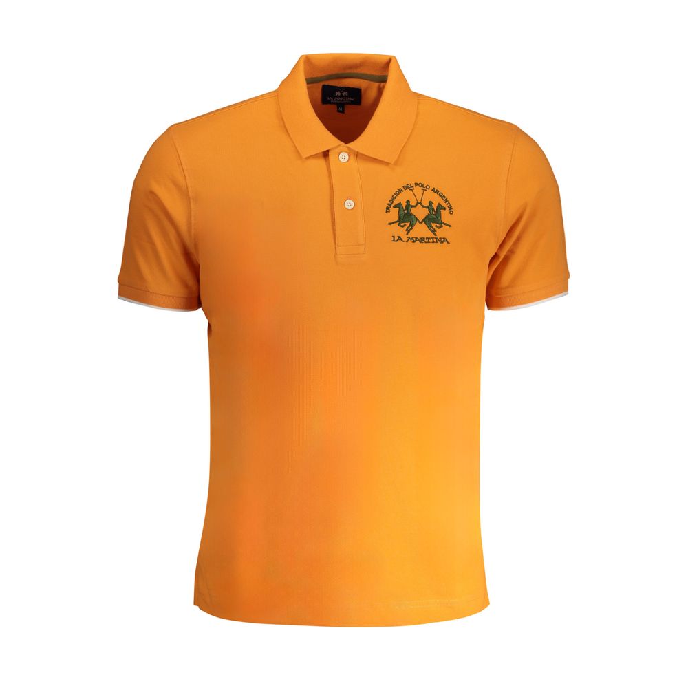 La Martina Orange Cotton Polo Shirt - Timeless Polo Elegance