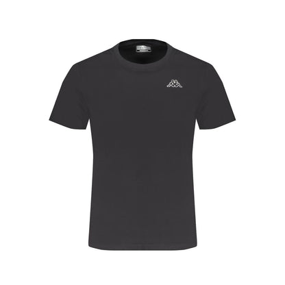 Kappa Black Cotton T-Shirt - Slim Fit Crew Neck with Embroidery