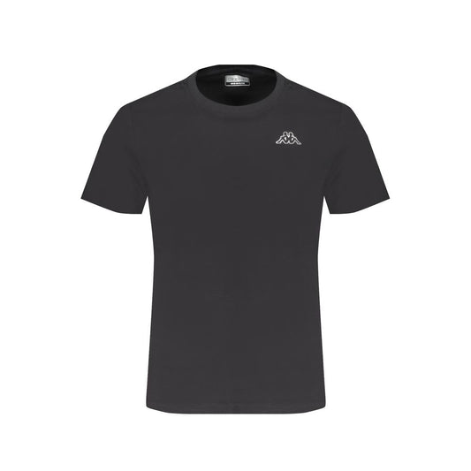 Kappa Black Cotton T-Shirt - Slim Fit Crew Neck with Embroidery