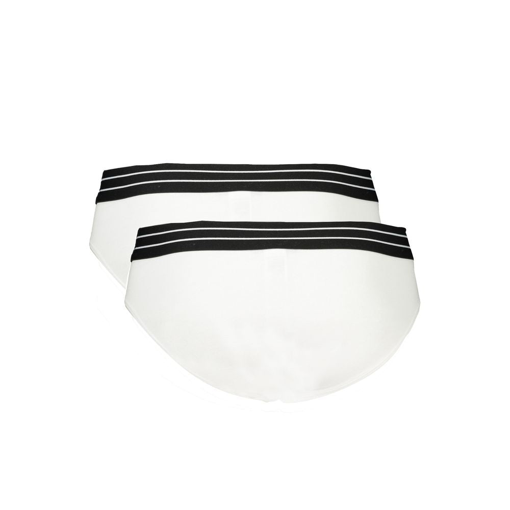 Cavalli Class White Cotton Mens Underwear Bi-Pack Slip