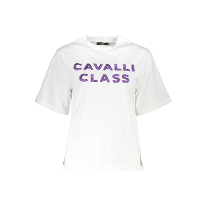 Cavalli Class White Cotton T-Shirt - Stylish Comfort for Every Occasion